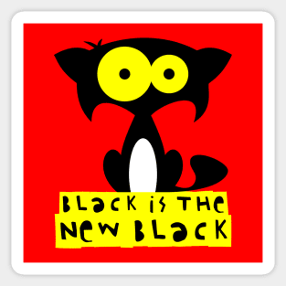 Funny black cat  – Black is the new black (Bartok) – red Sticker